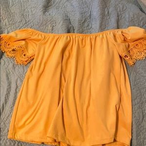 Off the shoulder yellow top